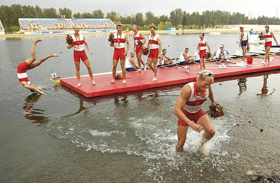 Adam Kreek Gold Medal Podium Shenanigans