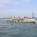 Launch day 1/23/13, rowing out toward the breakers from Dakar, past Ile du Ngor.